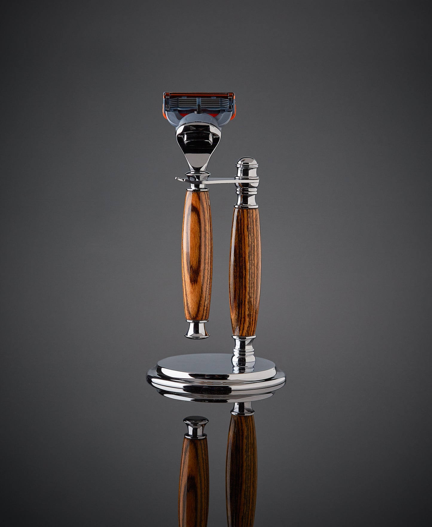 Wooden Shaving set razor and stand for Gillette Fusion Proudly made in the USA