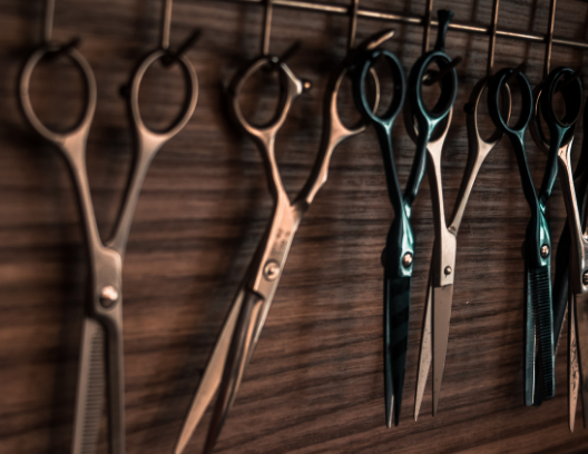 The Avant Tower shave sets for Imperium Shaving and scissors hanging