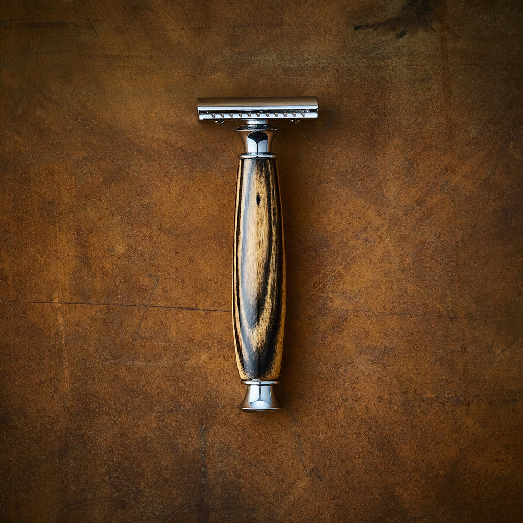 custom razor double edge safety razor in black and white ebony wood