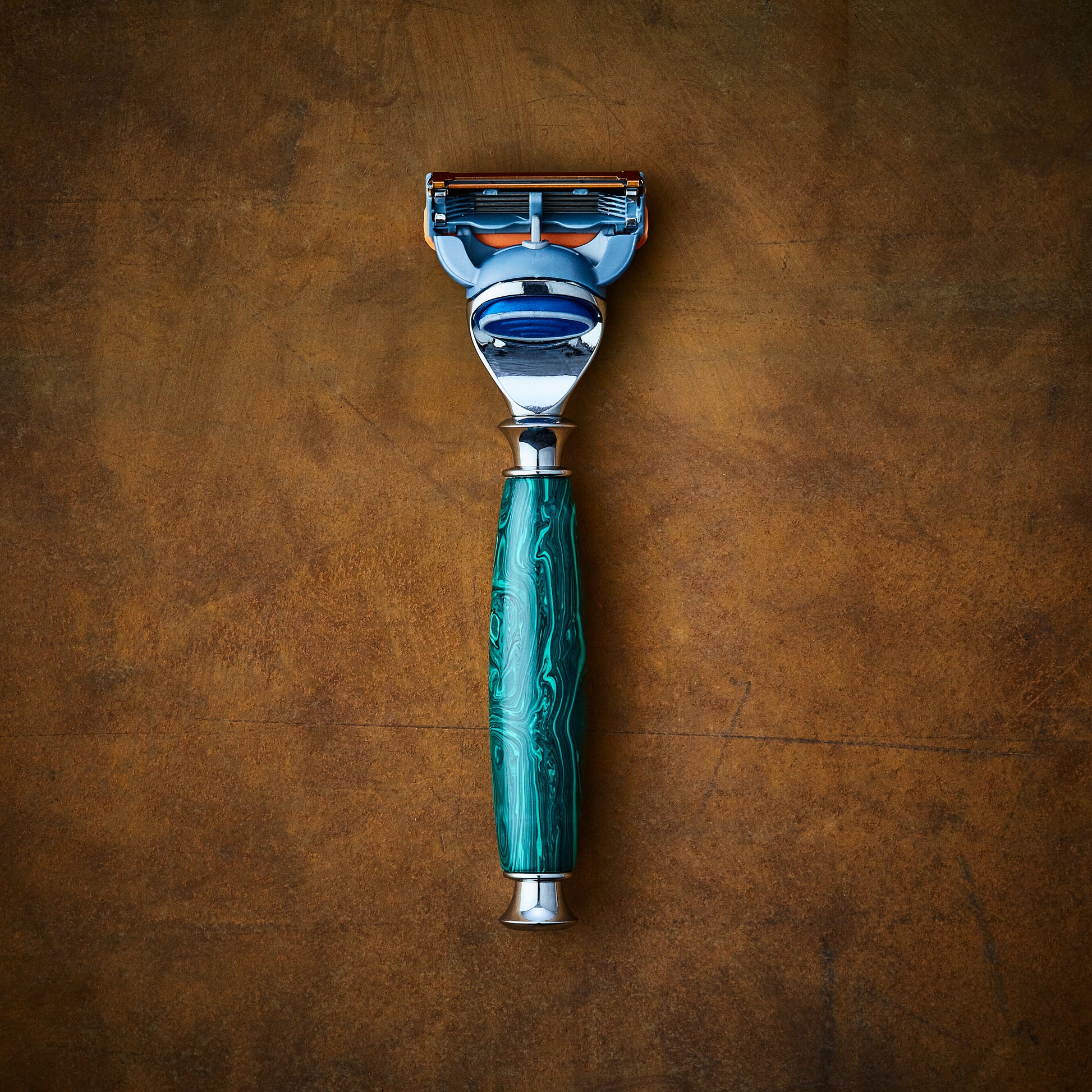 The Serpentine Razor (Malachite) — Gemstone Razor | Imperium Shaving ...