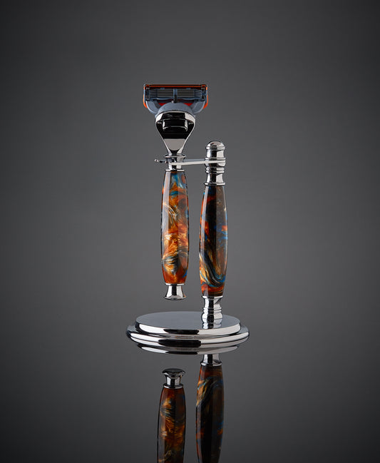 Shaving set razor and stand for Gillette Fusion. Proudly made in the USA