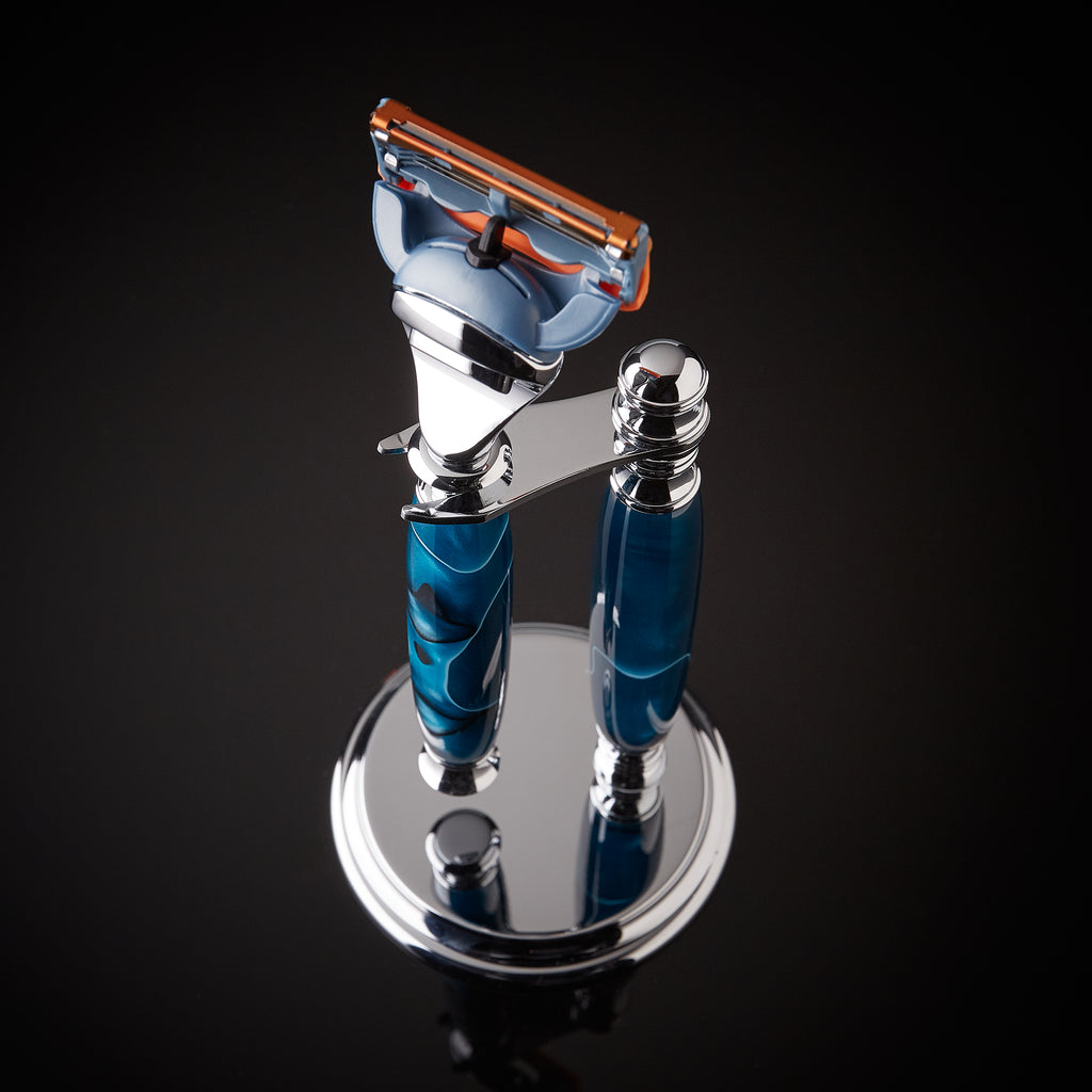 Precious resin shaving kit in aqua blue for Gillette Fusion