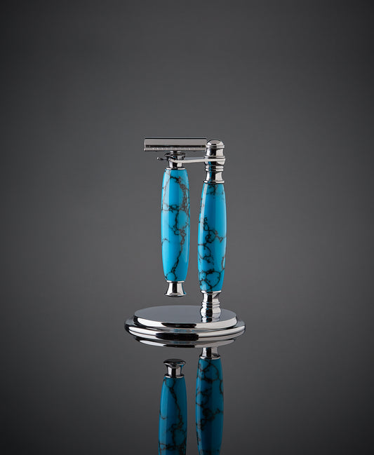 Turquoise stone Double Edge safety razor shaving set
