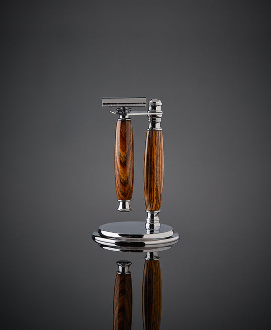 Tigerwood Double Edge safety razor shaving set